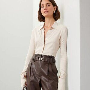 Derek Lam Collective Faux Leather Pant Chocolate Brown Size IT 40 / US 4 MSRP $2